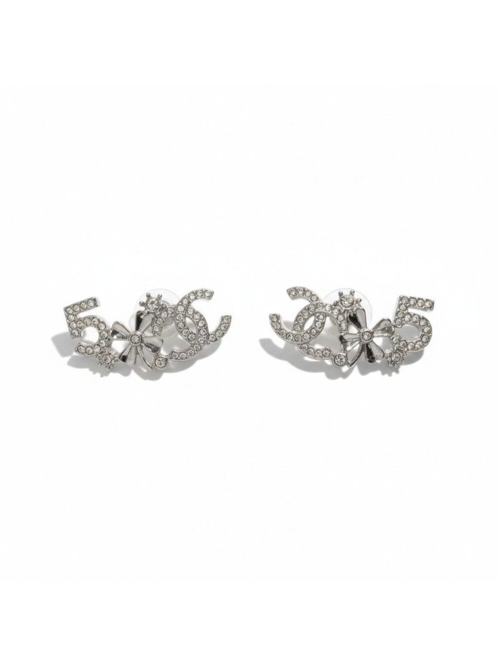 Chanel C4 No. 5 CC Logo Rhinestone Earrings